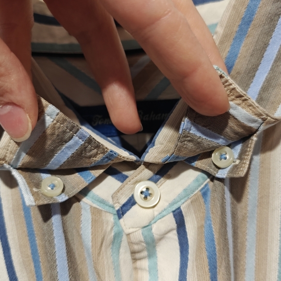 100% Silk Tommy Bahama Shirt Large Long Sleeve Button Up Collared - Picture 4 of 6